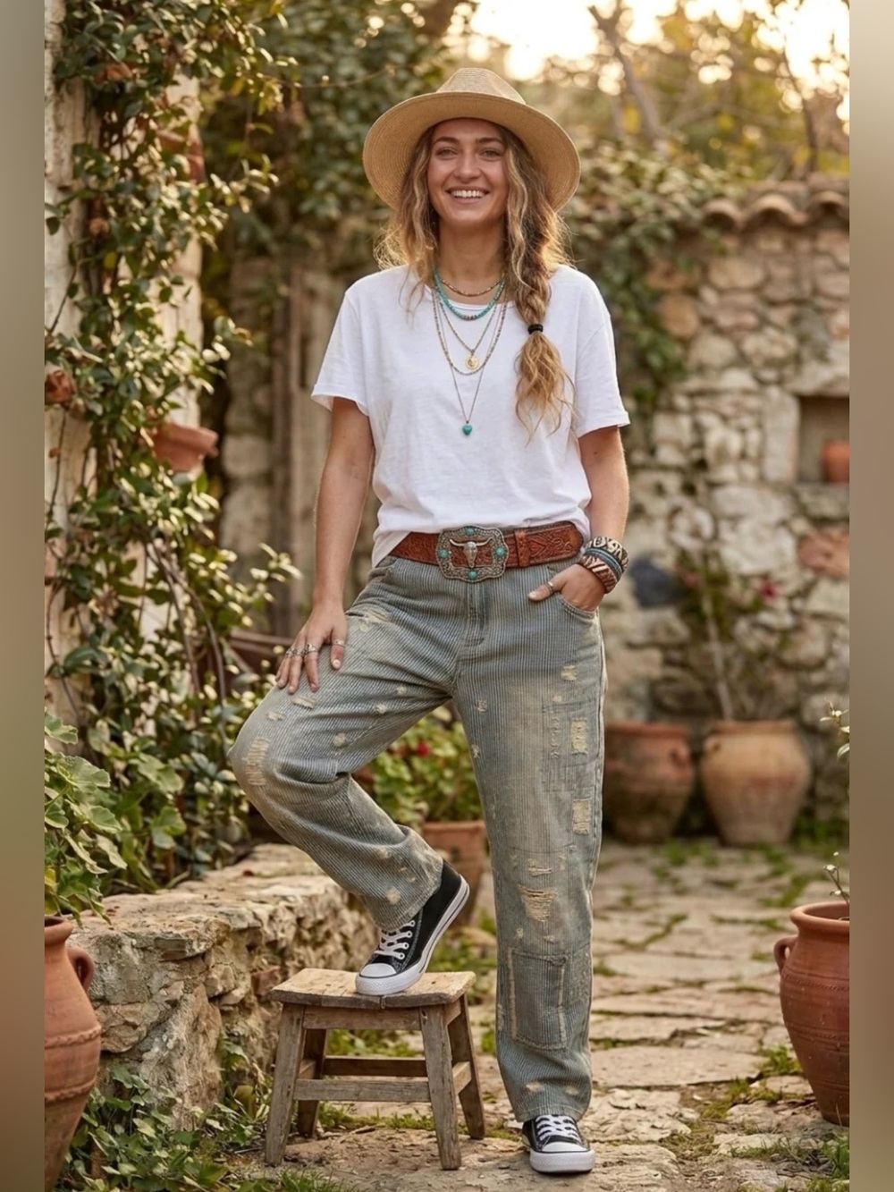 Jaded Gypsy Peace And Love Jeans Midnight Railroad Size S/M NWT